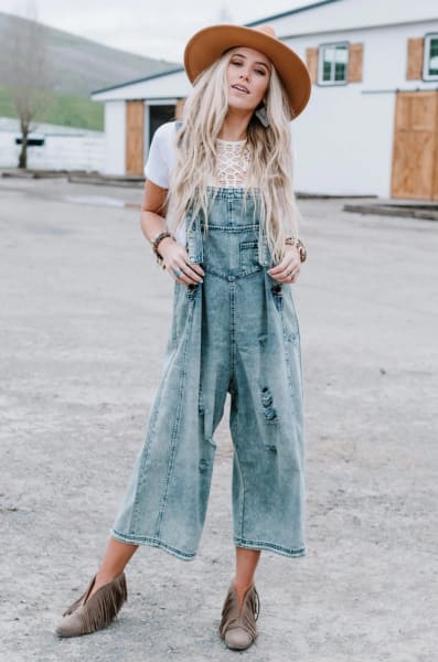High Hopes Slouchy Denim Overalls - Blue  - Three Bird Nest