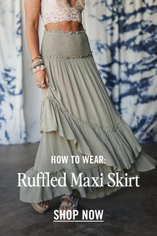 How to Wear: Washed Ashore Ruffled Maxi Skirt