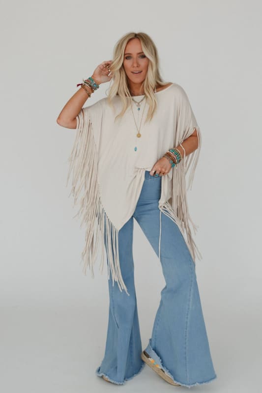 The Nest Showstopper Fringe Top in Oat from 3BN