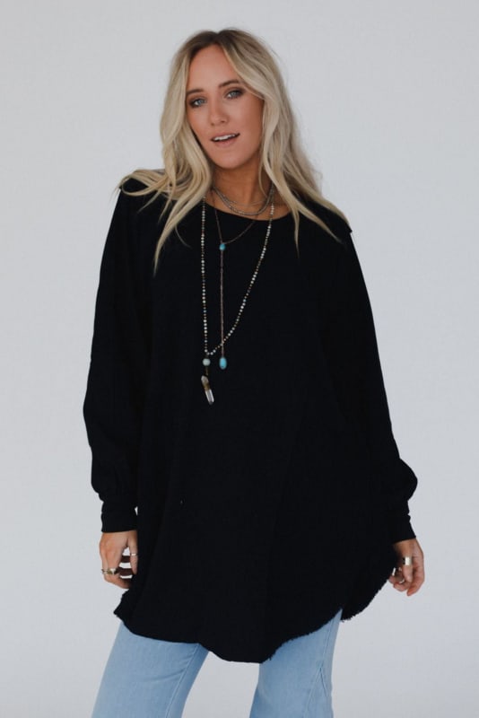 The Nest Nothing Better Contrast Top in Black from Three Bird Nest