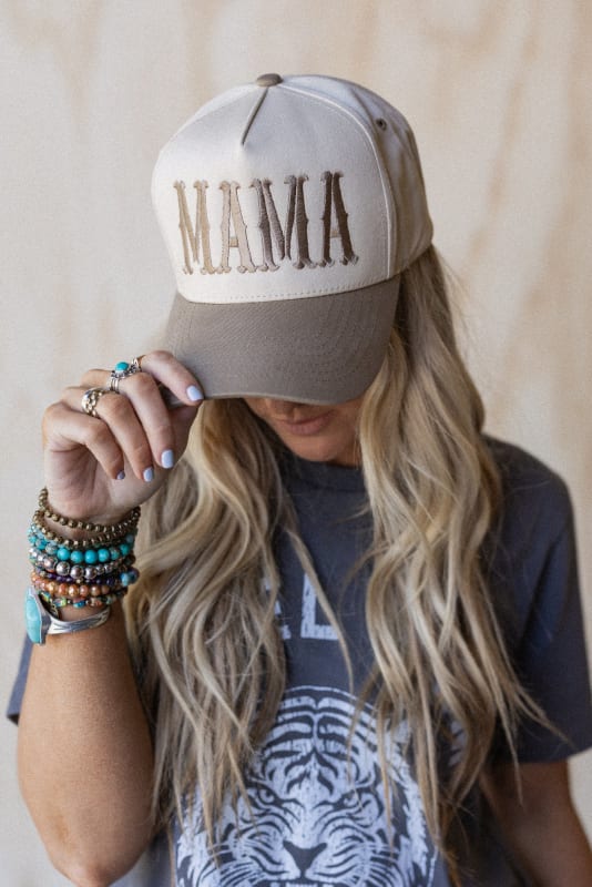 front view of Mama & Mini Baseball Hat Bundle in Beige from 3BN