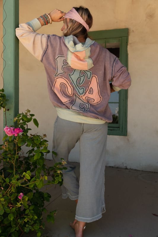 Peace Out Boho Hoodie in Blue from Three Bird Nest