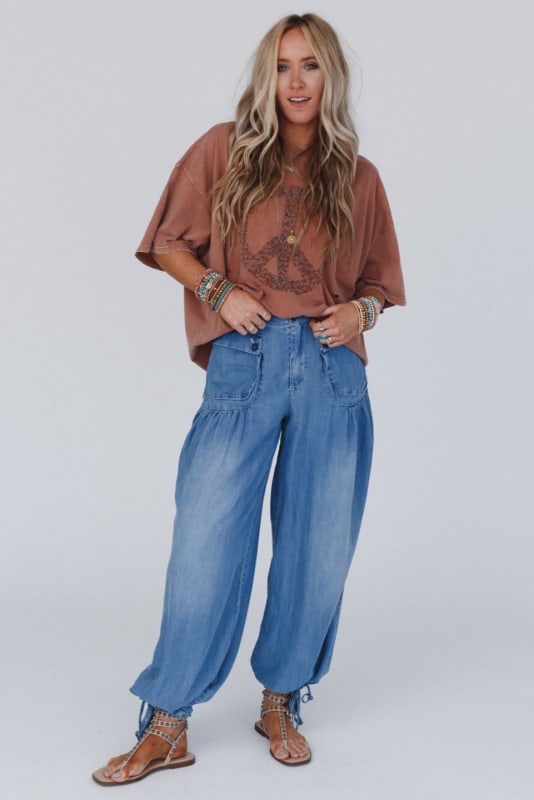 East Bay Loose Fit Cargo Jeans in Denim from Three Bird Nest