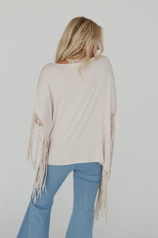 The Nest Showstopper Fringe Top in Oat from 3BN