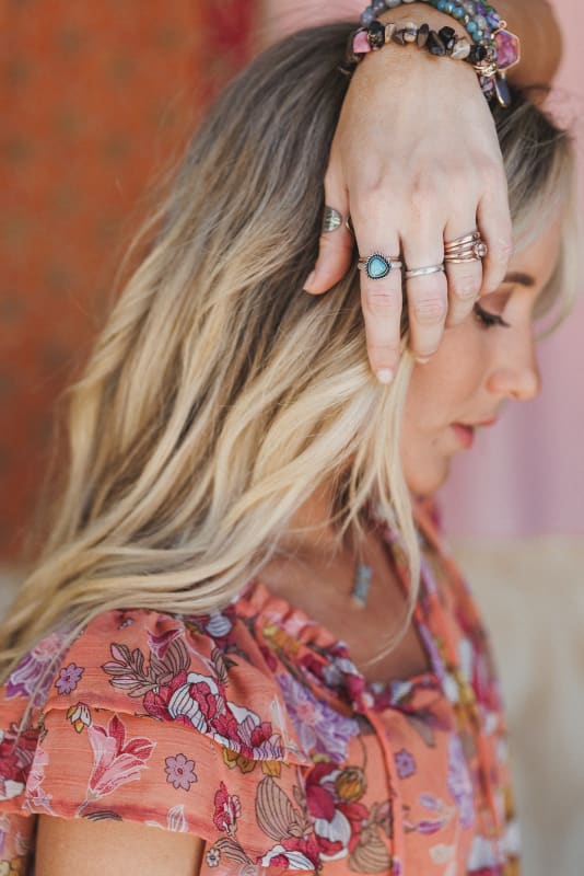 turquoise ring from Light Waves 3 Piece Bundle in Denim from Three Bird Nest