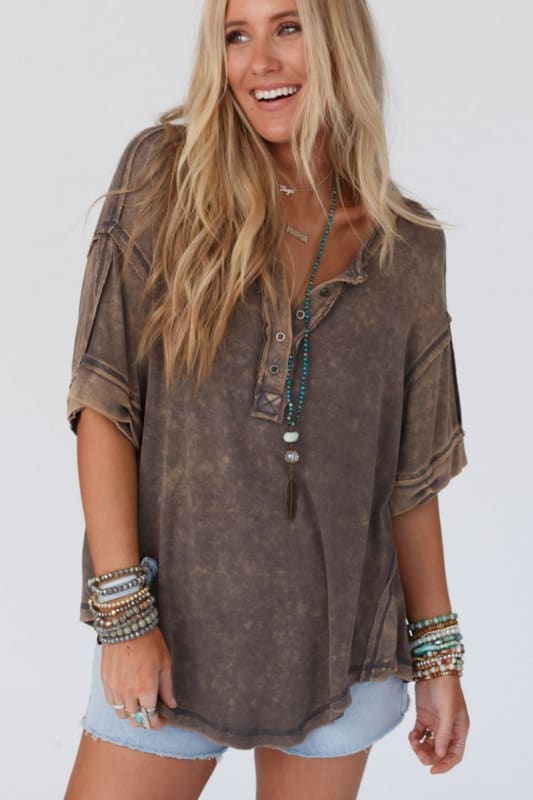 Time Flies Round Hem Top in Gray from Three Bird Nest