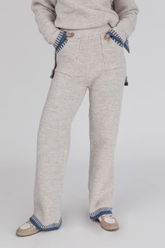 closeup of the pants in Made For Heaven Boho Set in Oatmeal from Three Bird Nest