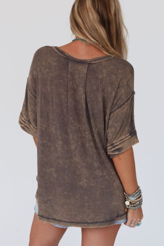back view of Time Flies Round Hem Top in Gray from Three Bird Nest