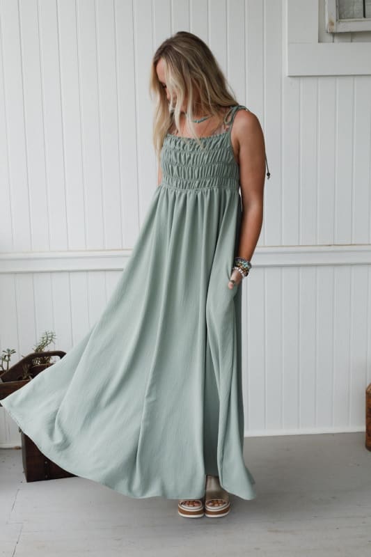 The Nest Bohemian Grace Maxi Dress in Sage from Three Bird Nest