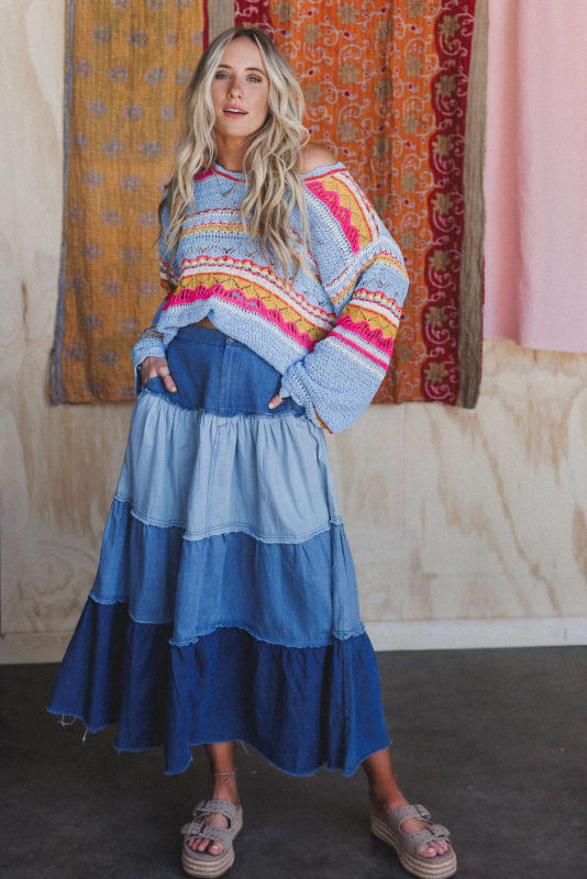 Light Waves 3 Piece Bundle in Denim from Three Bird Nest