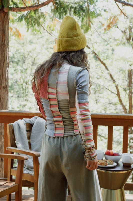 back view of Eclectic Stripes Top in Pink from Three Bird Nest