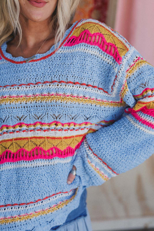 sweater detail from Light Waves 3 Piece Bundle in Denim from Three Bird Nest