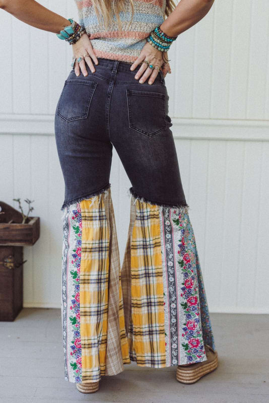 back view of jeans from Desert Patchwork 2 Piece Bundle in Natural from 3BN