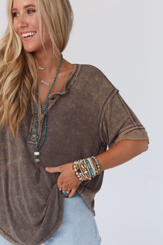 Time Flies Round Hem Top in Gray from Three Bird Nest