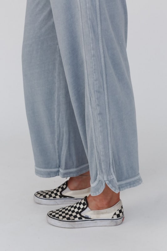 So Comfy Wide Leg Pant Cropped Length in Faded Blue from Three Bird Nest