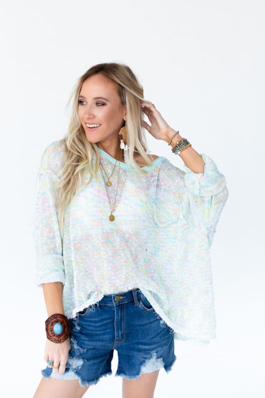 Speckled Beauty Pullover Sweater - Mint  |  Sweaters  - Three Bird Nest