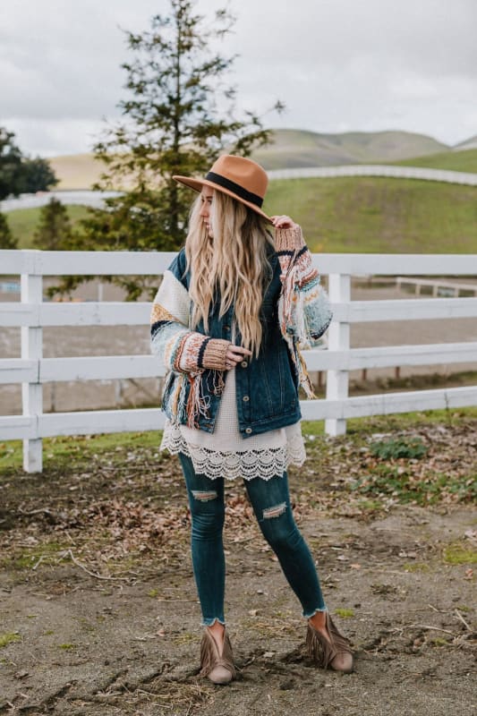 Sukie Sweater Denim Jacket - Blue - Three Bird Nest