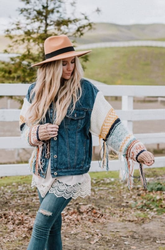 Sukie Sweater Denim Jacket - Blue - Three Bird Nest