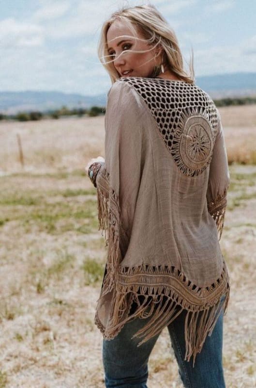 Dreamy Macramé Kimono - Mocha - Three Bird Nest