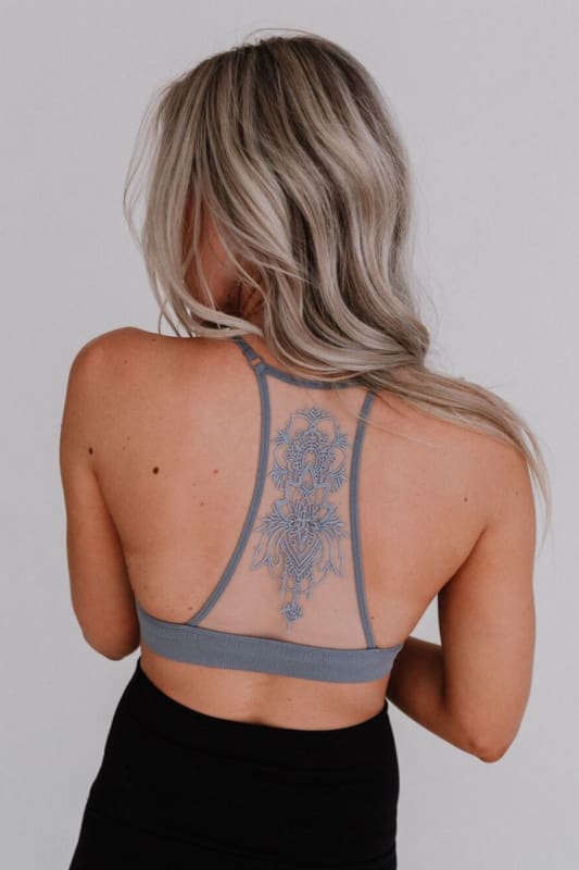Tattoo Bralette - Gray - Three Bird Nest