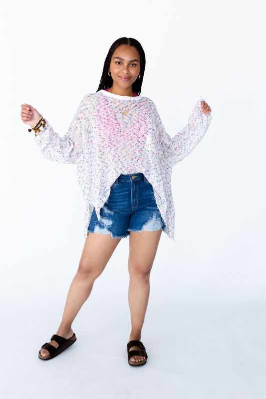 Speckled Beauty Pullover Sweater - White | Sweaters - Three Bird Nest