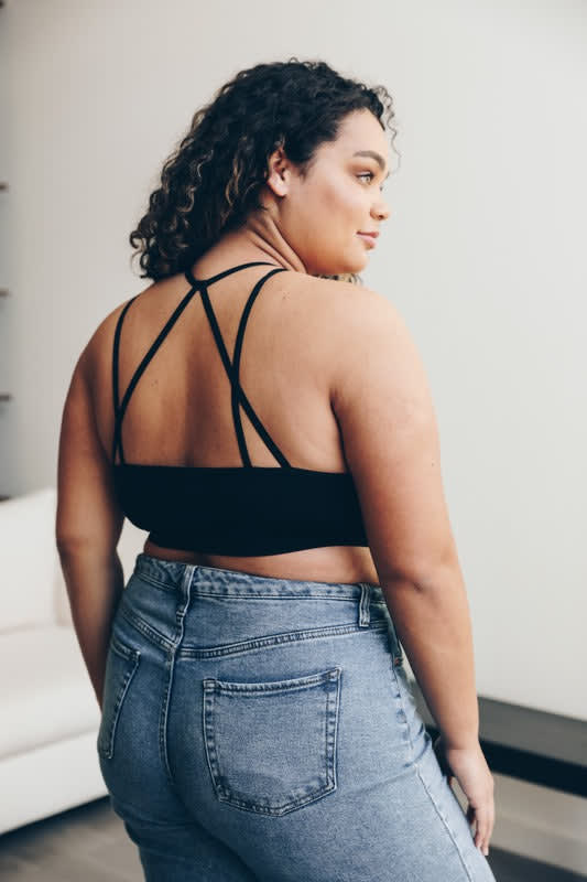 Floral Cut Out High Neck Bralette - Black | CORE - Three Bird Nest