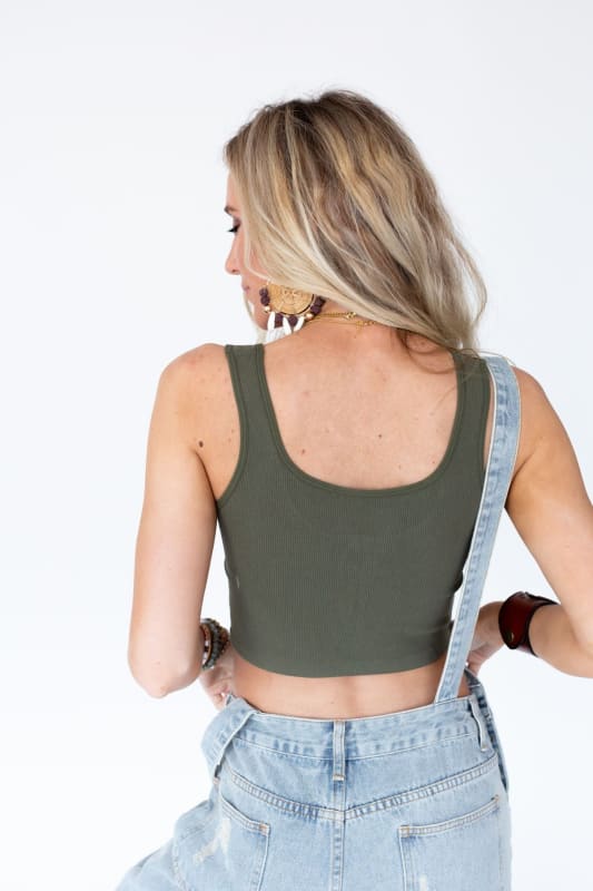 Hook It Up Ribbed Brami - Olive | Intimates - Three Bird Nest