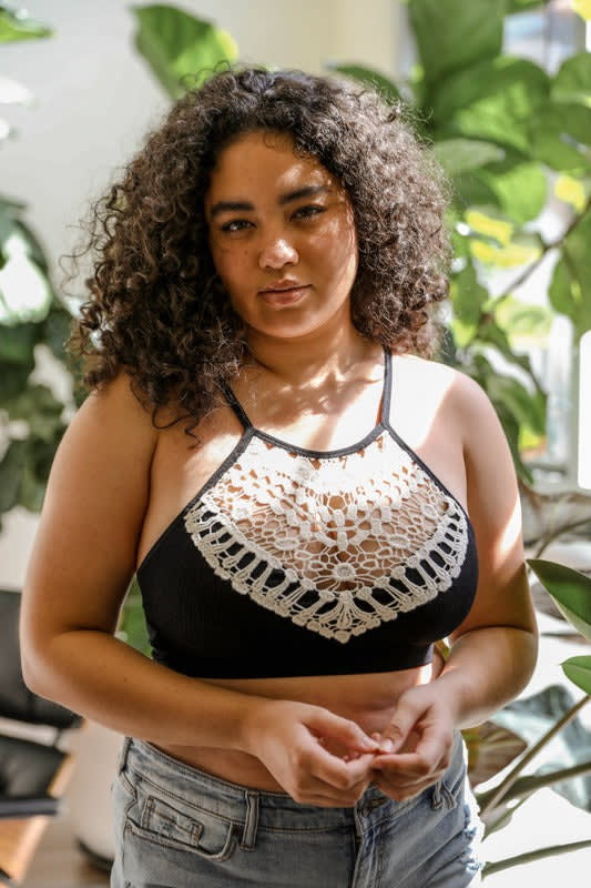 Crochet High Neck Bralette - Black | CORE - Three Bird Nest