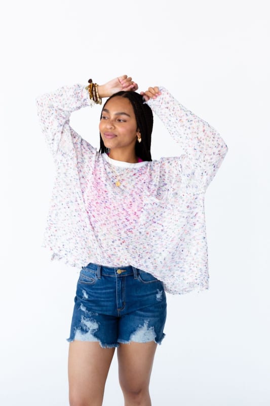 Speckled Beauty Pullover Sweater - White | Sweaters - Three Bird Nest