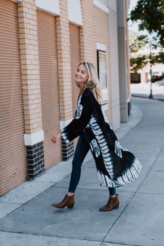 Spellbound Tie Dye Kimono - Black  - Three Bird Nest