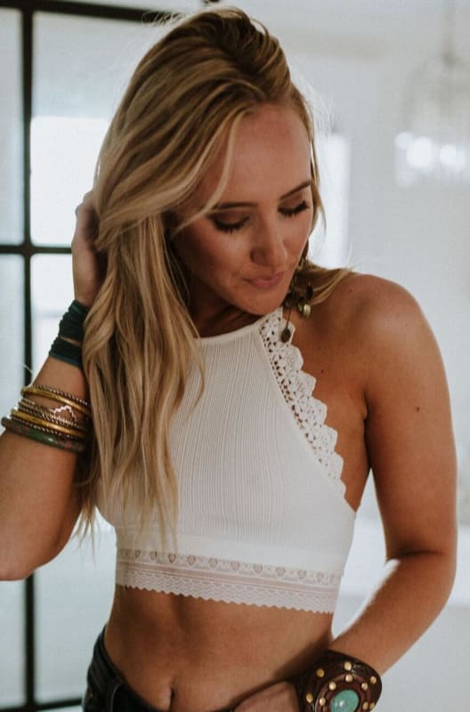 Light Of The Moon Crochet Trim Bralette - Ivory - Three Bird Nest
