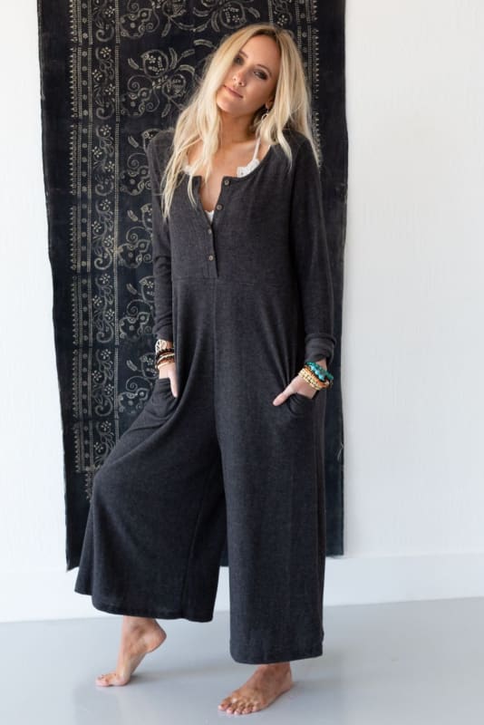 3BN Simply Comfort Jumpsuit - Gray | Dresses - Three Bird Nest