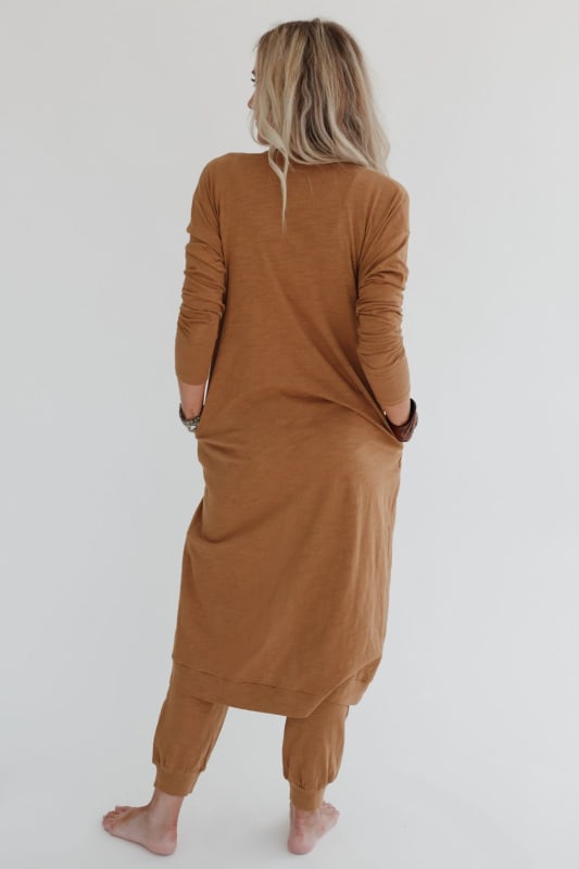 3BN Set to Go Textured Jumpsuit And Cardigan Set - Camel | Dresses - Three Bird Nest