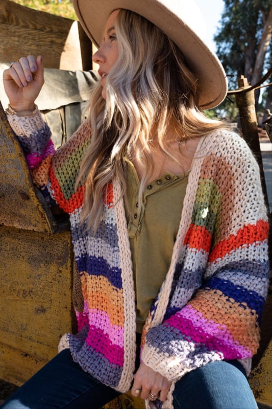 Wrapped up in Color Knit Cardigan in Cream from Three Bird Nest