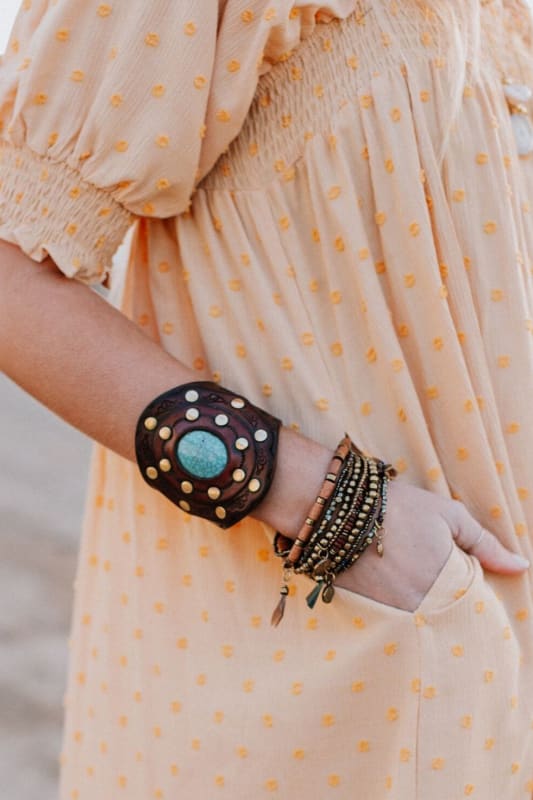 Alyda Boho Stone and Bead Bracelet Set - Brown - Three Bird Nest