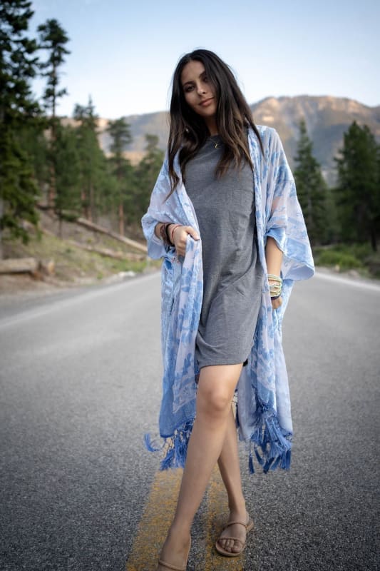 Crushin' On You Velvet Kimono - Blue | Kimonos - Three Bird Nest