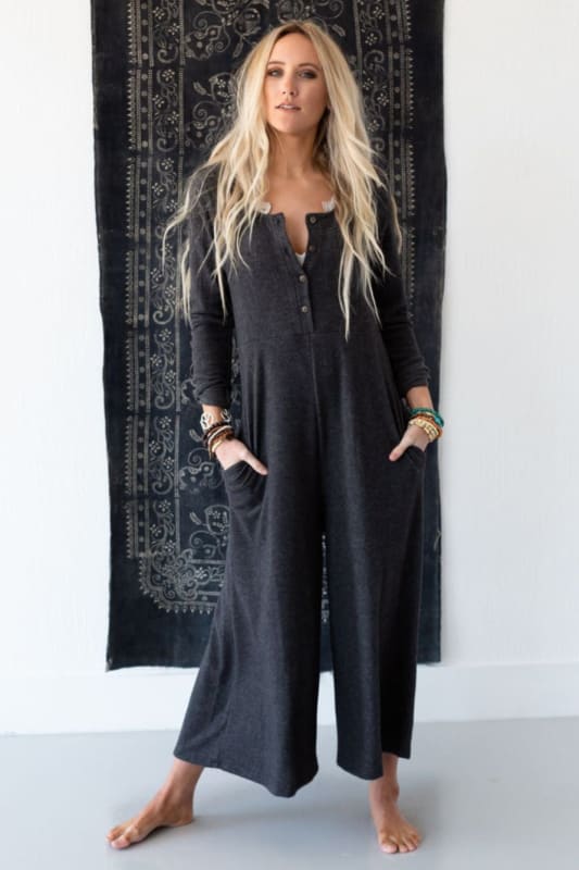 3BN Simply Comfort Jumpsuit - Gray | Dresses - Three Bird Nest