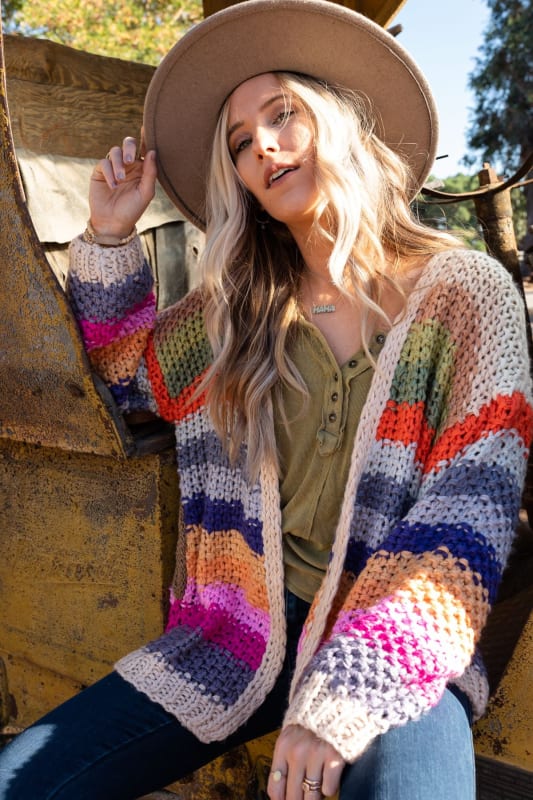 Wrapped up in Color Knit Cardigan in Cream from Three Bird Nest