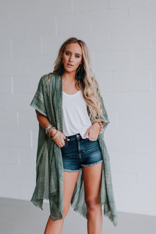 Sunny Afternoon Duster Kimono - Sage - Three Bird Nest