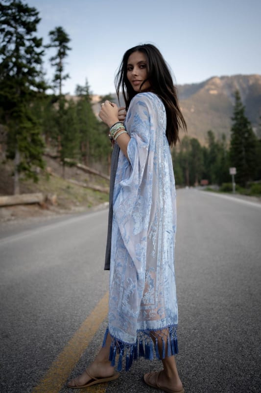 Crushin' On You Velvet Kimono - Blue | Kimonos - Three Bird Nest