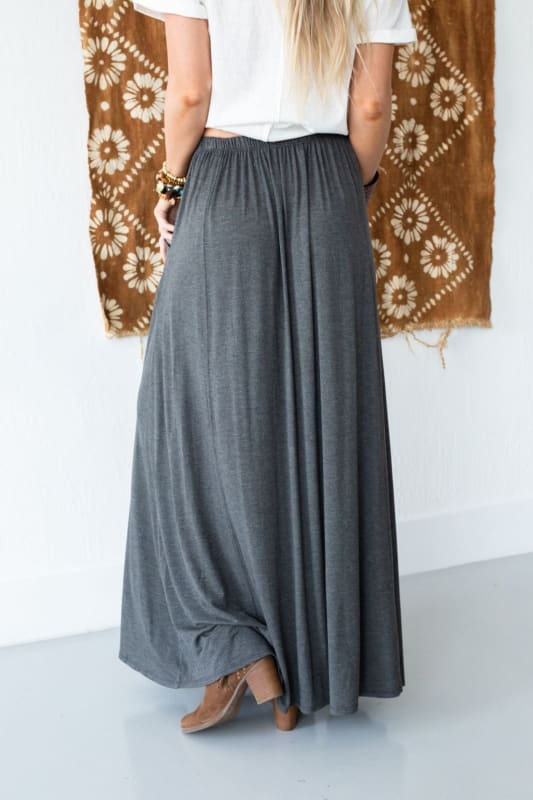 3BN Pocketed Maxi Skirt - Charcoal | CORE - Three Bird Nest